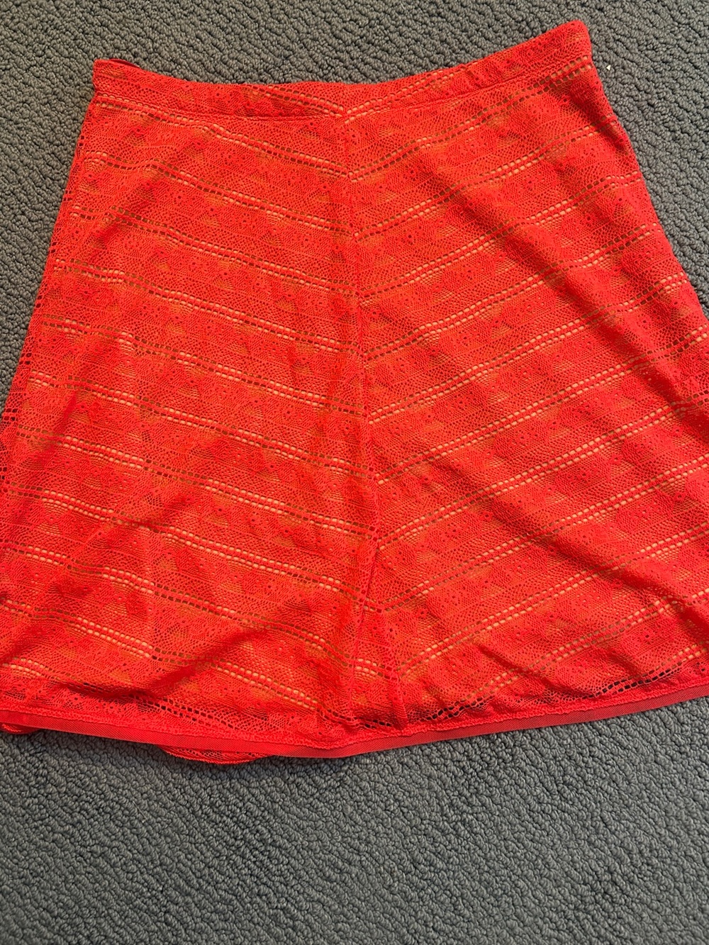 BCBGMaxAzria Red/Orange Lace A-Line Skirt